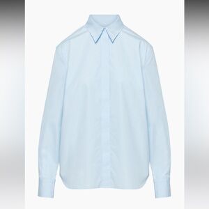 Aritzia Babaton relaxed poplin button down shirt, size small, light blue.